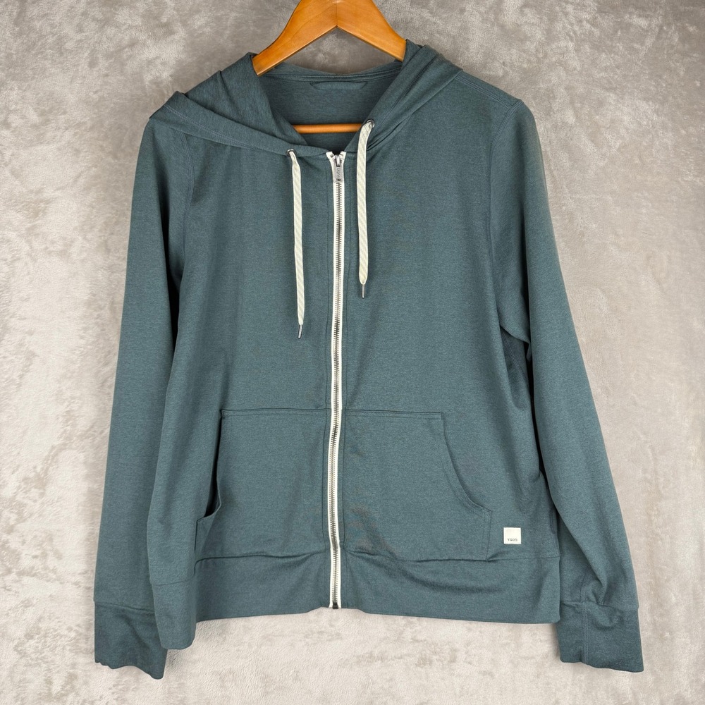 Vuori womens halo 2.0 Performance Full Zip Hoodie VW268 Green XL DreamKnit